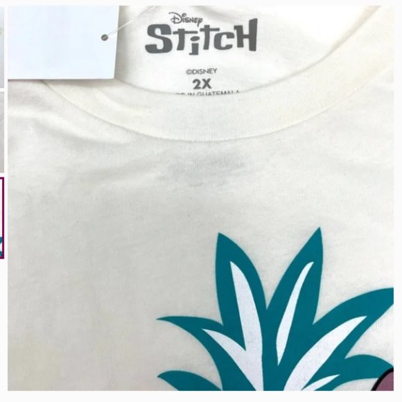 Disney Stitch Short Sleeve Tee T-Shirt Plus Size 2X White multi New - Picture 3 of 6